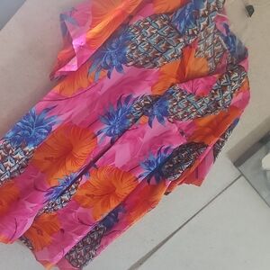 Vibrant Tropical Floral Beach Cover-Up